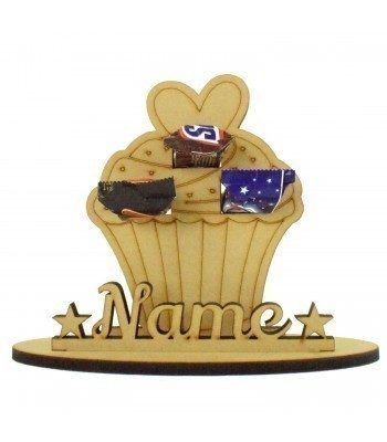 6mm Personalised Cupcake Shape Mini Chocolate Bar Holder on a Stand - Stand Options